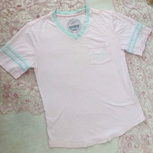 Lauren James Blush Pink & Mint Baseball Tee Small